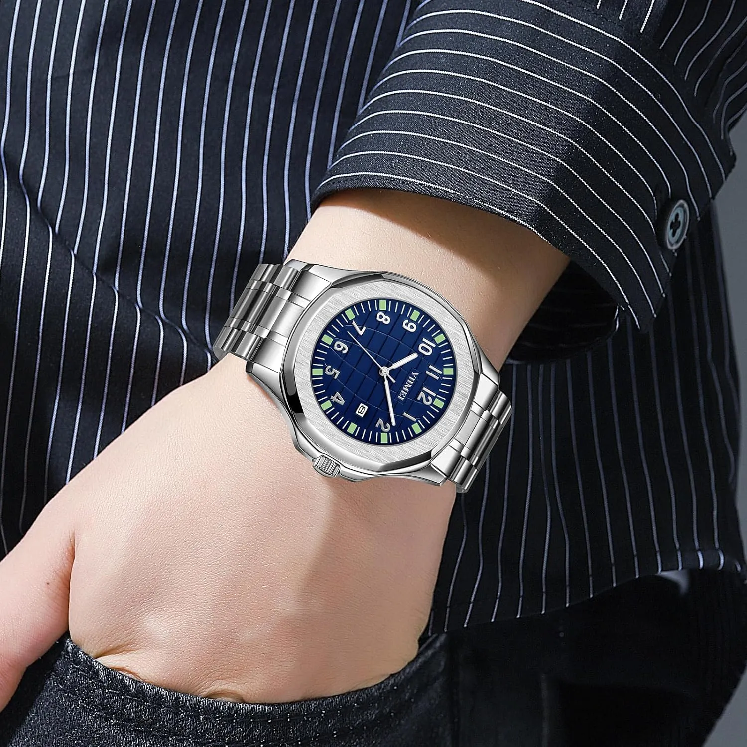 Analog Military Watch with Calendar Waterproof condiment being Watches Minimalist Dainty Dress Designer Quartz Watches for Men Stainless Steel Strap FANMIS Classic Men's Watches 