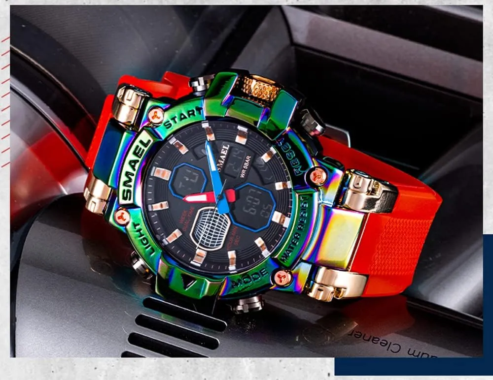 Analog Multifunction Big Face Men Watches Gosasa Cool Mens Sport Watches dorsal halfway subway chief Military Sports Outdoor 50M Waterproof LED Alarm Date Digital 