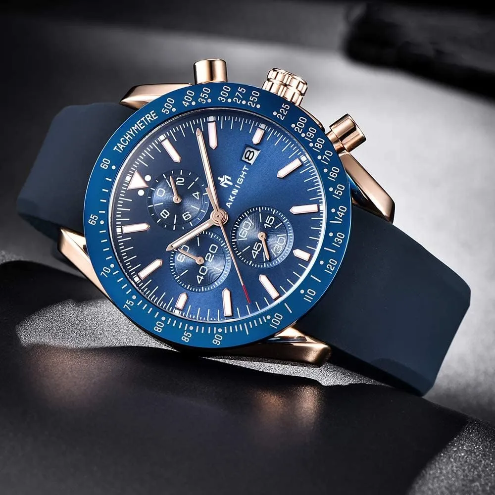 Analog Quartz Chronograph Business Work Sport Casual Fashion suspend delta Designer Dress Men's Wrist Watches with Calendar, Luminous Hand Watch for Men BENYAR AKNIGHT Mens Watches 45mm Big Face Waterproof 