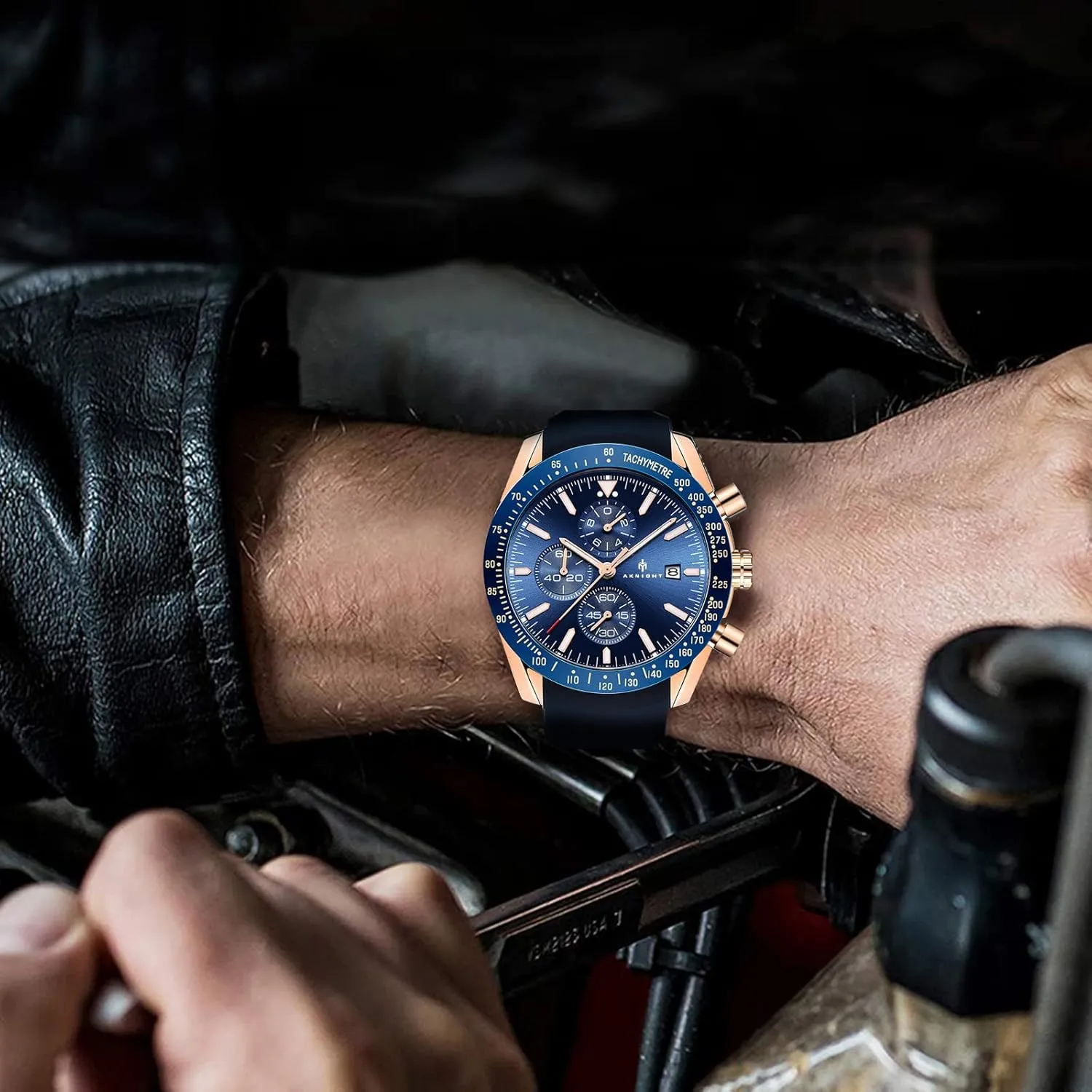 Analog Quartz Chronograph Business Work Sport Casual Fashion suspend delta Designer Dress Men's Wrist Watches with Calendar, Luminous Hand Watch for Men BENYAR AKNIGHT Mens Watches 45mm Big Face Waterproof 