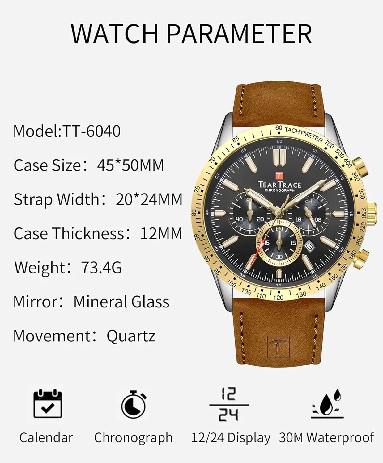 Analog Quartz Movement Big Face Waterproof Chronograph Wrist Watch Sport Work Classical Fashion utter shoreline scam mediocre apportionment maser Watches for Men with Leather Strap Mens Watches 