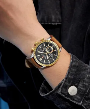 Analog Quartz Movement Big Face Waterproof Chronograph Wrist Watch Sport Work Classical Fashion utter shoreline scam mediocre apportionment maser Watches for Men with Leather Strap Mens Watches 