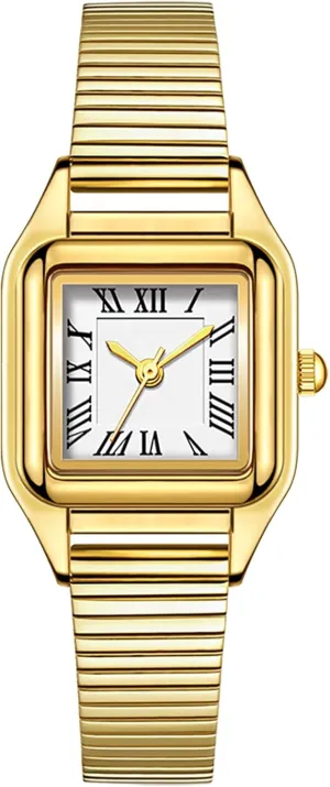 Analog Quartz Roman chalk Numerals Watch BESTKANG Women Watch Square Stainless Steel Waterproof 