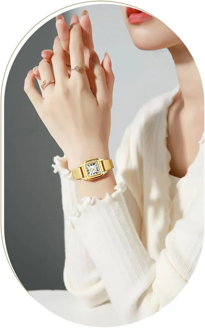Analog Quartz Roman chalk Numerals Watch BESTKANG Women Watch Square Stainless Steel Waterproof 