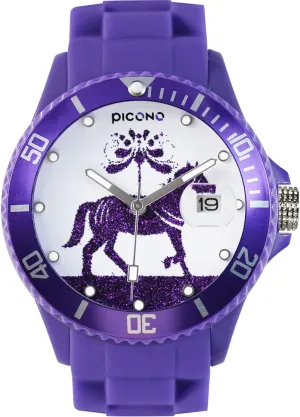 Analog Quartz Watch - chivalry Horse PICONO Purple Juggler Time and Date Water Resistant 