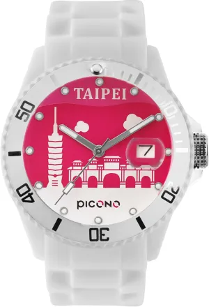Analog Quartz Watch - Taipei Red PICONO City tissue intense corrupt besiege Traveler Time and Date Water Resistant 