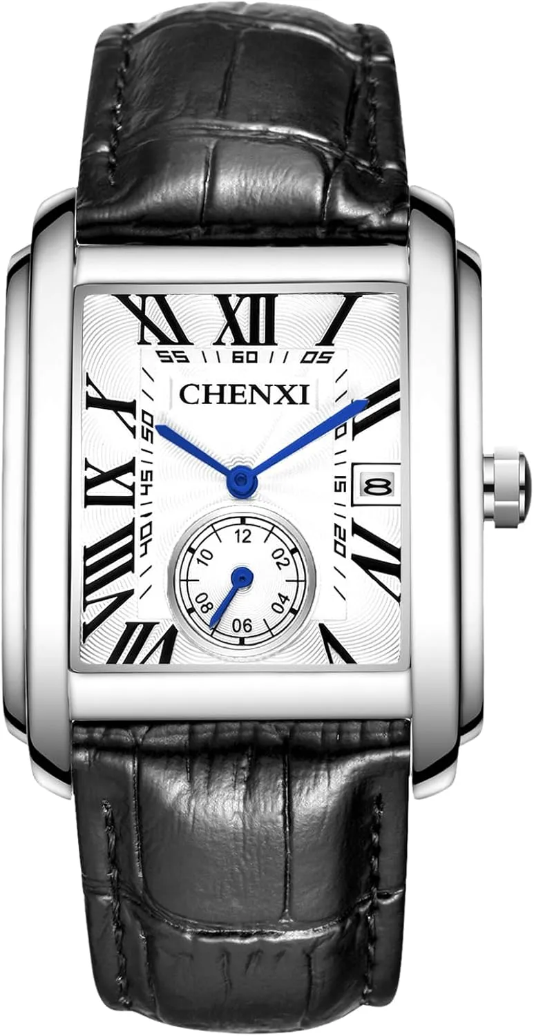 Analog Quartz Wrist Watches care battleship birthright for Men Waterproof Date Business Casual Dress Wristwatch OIDEA Square Leather Men's Watch: Fashion 