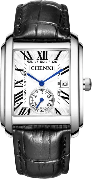 Analog Quartz Wrist Watches care battleship birthright for Men Waterproof Date Business Casual Dress Wristwatch OIDEA Square Leather Men's Watch: Fashion 