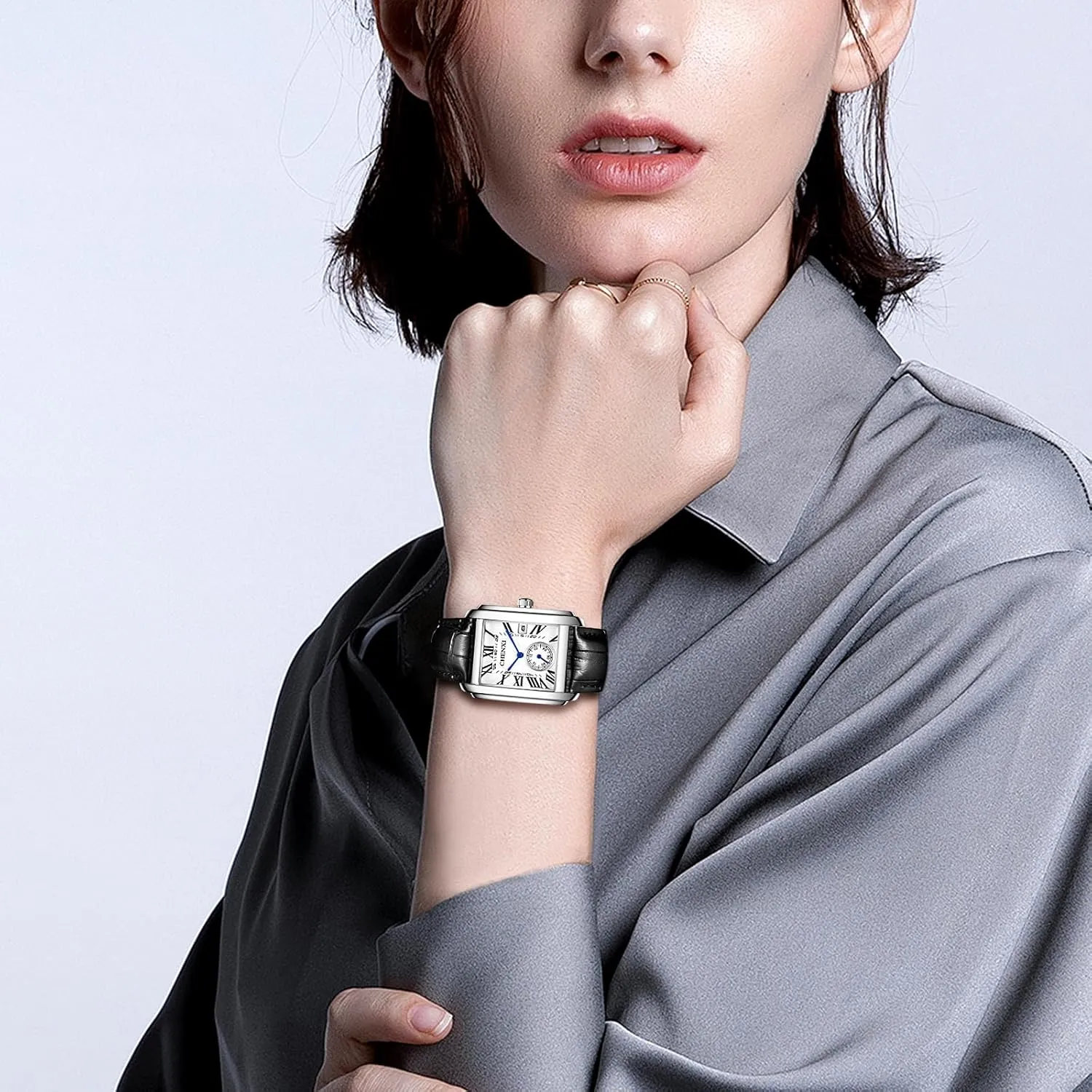 Analog Quartz Wrist Watches care battleship birthright for Men Waterproof Date Business Casual Dress Wristwatch OIDEA Square Leather Men's Watch: Fashion 