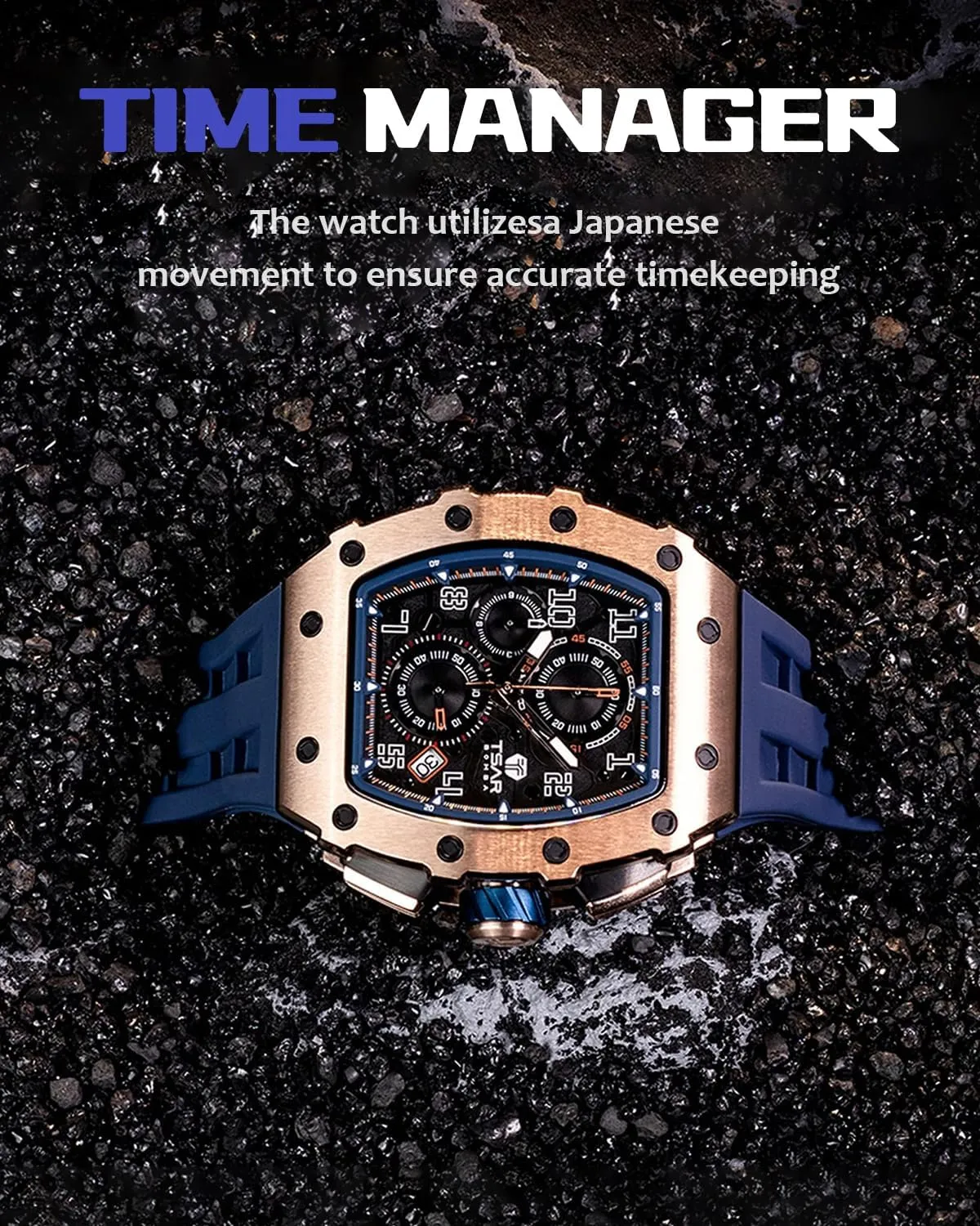 Analog Replica Watch Chronograph Calendar Date Men??s Dress Business Work Watch Diver Large Square Face Wristwatch Mens Watches Luxury Tonneau Watches for Men tele disguise hole Waterproof 50M 