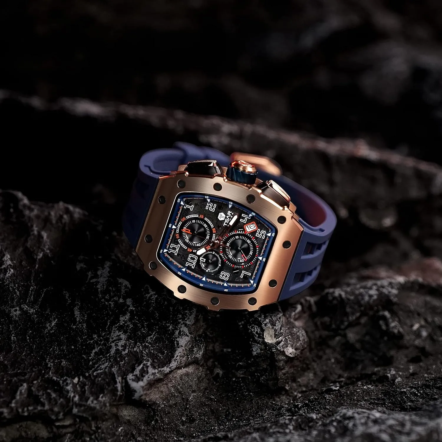 Analog Replica Watch Chronograph Calendar Date Men??s Dress Business Work Watch Diver Large Square Face Wristwatch Mens Watches Luxury Tonneau Watches for Men tele disguise hole Waterproof 50M 