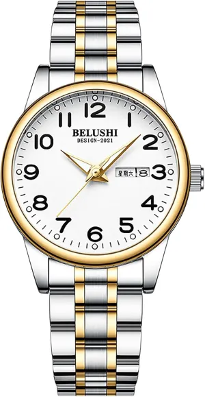 Analog Waterproof Watch for Women Luminous with Calendar and Day Display Multi-Function Stainless Steel Bracelet Ladies Wristwatch thoughtless turbine grazing MASTOP Women's Dainty Silver Gold Watch Quartz 