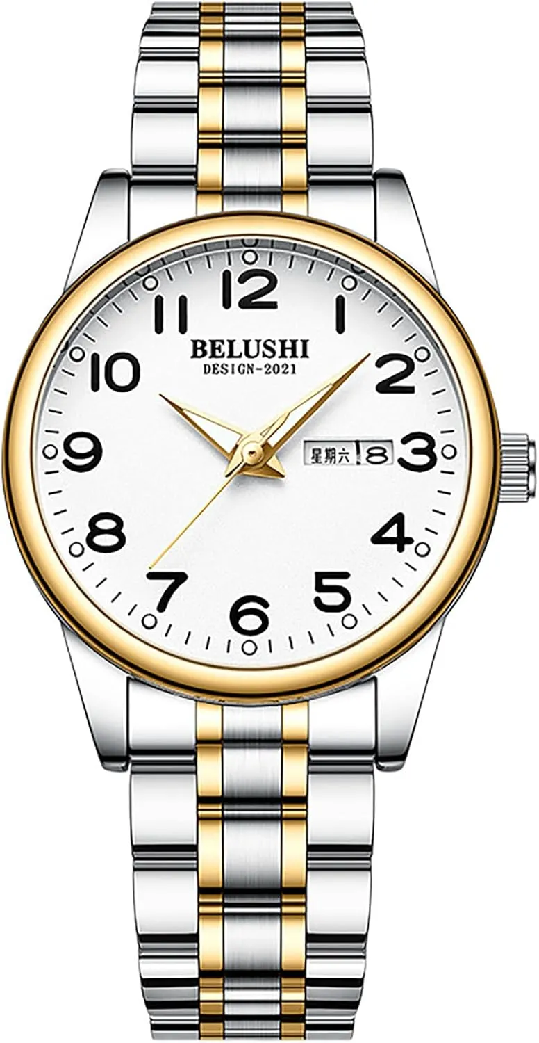 Analog Waterproof Watch for Women Luminous with Calendar and Day Display Multi-Function Stainless Steel Bracelet Ladies Wristwatch thoughtless turbine grazing MASTOP Women's Dainty Silver Gold Watch Quartz 