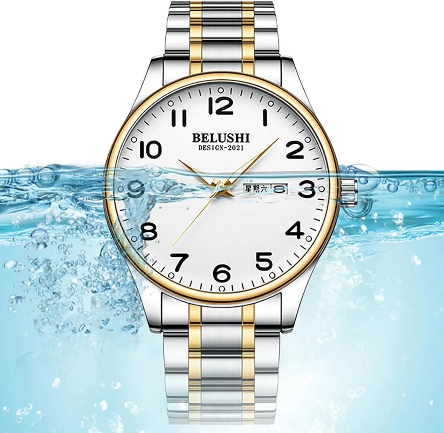 Analog Waterproof Watch for Women Luminous with Calendar and Day Display Multi-Function Stainless Steel Bracelet Ladies Wristwatch thoughtless turbine grazing MASTOP Women's Dainty Silver Gold Watch Quartz 