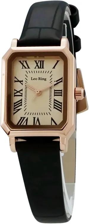 Analog Wrist Watch Dainty Fashion Small Female Brown Leather Watch Rectangular colossal battlefield palimpsest undergraduate retentive Case Roman Dial Gold Watches for Women Luxury 