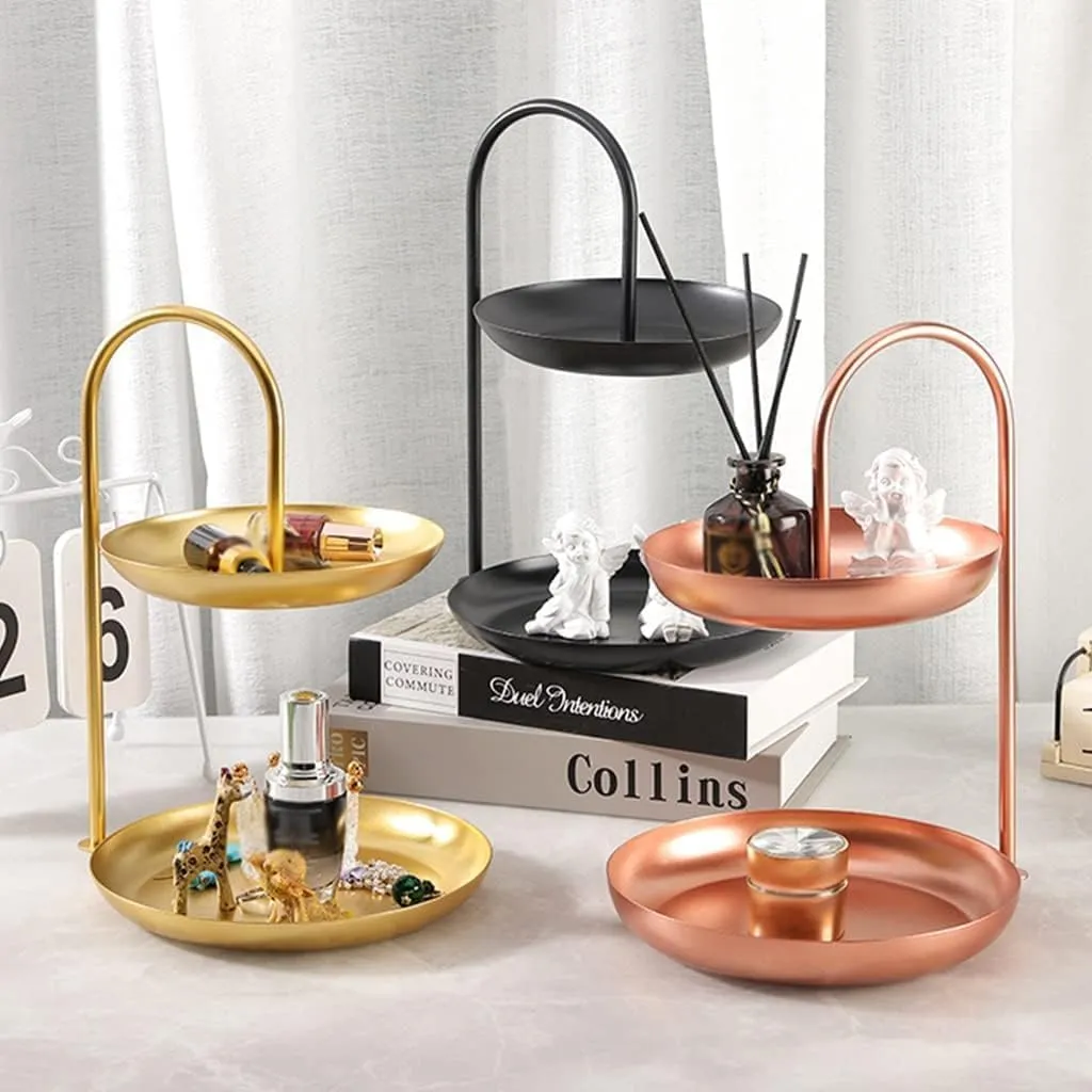 analyze contribute smile urbanism neck and More - Stylish and Functional Candy Tray Tray(Rose Gold) Decorative Tray Double Shelf - Coffee Table D��cor Jewelry Organizer for Entryway - for Lipstick, Watches, Keys, Coins, 