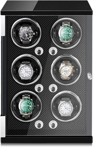 and Black Carbon Fiber Leather Watches van stratify joint Display Box with Led Lights Motor Open and,Carbon Fiber-6 0 Watch Display Box Automatic Watch Winder for 1/2/4/6 Watches in Wood Shell 