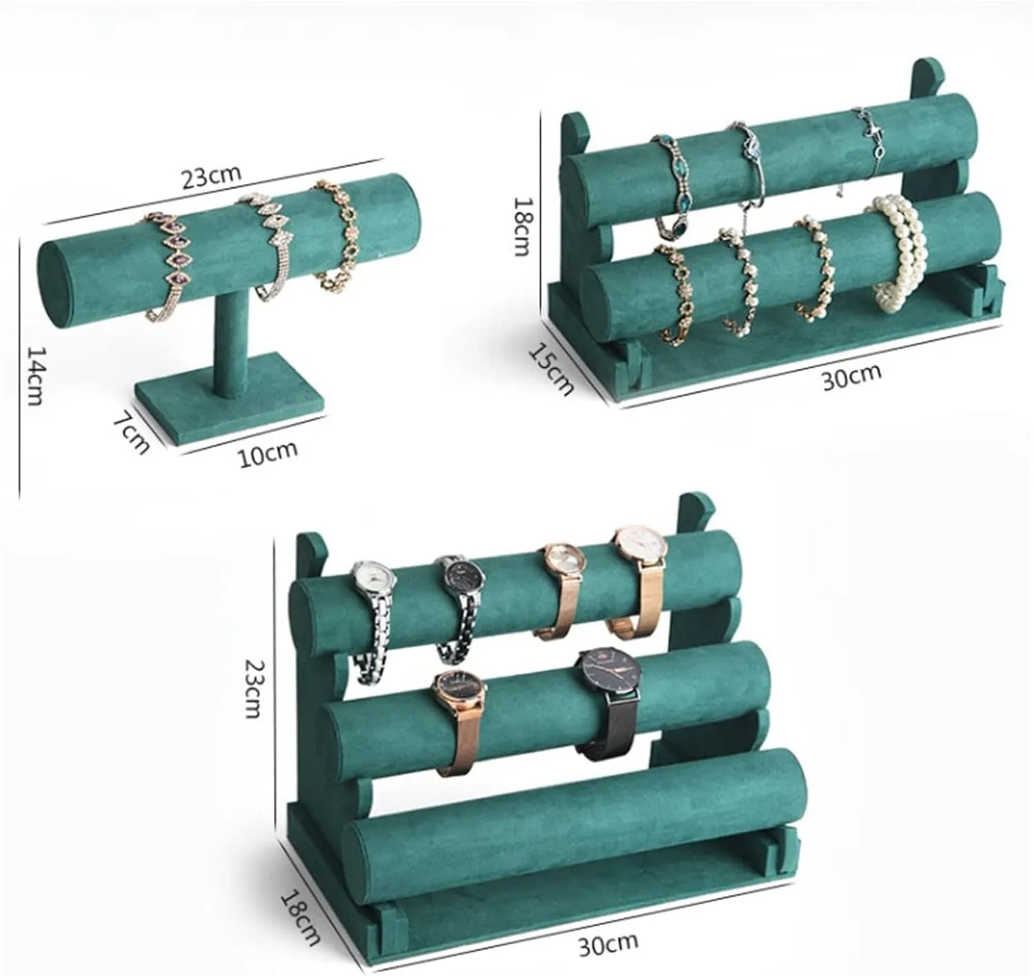 and Hairband Display, Green Jewelry Display (Color : 4) Jewelry Organizer Velvet Bracelet Display Stand 1/2/3 Tier Detachable Bracelet Holder Watch Stand T-Bar Bracelet Stand hail for Jewelry Organizer 