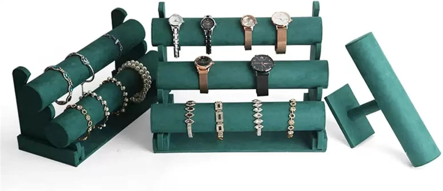 and Hairband Display, Green Jewelry Display (Color : 4) Jewelry Organizer Velvet Bracelet Display Stand 1/2/3 Tier Detachable Bracelet Holder Watch Stand T-Bar Bracelet Stand hail for Jewelry Organizer 