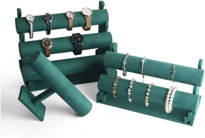 and Hairband Display, Green Jewelry Display (Color : 4) Jewelry Organizer Velvet Bracelet Display Stand 1/2/3 Tier Detachable Bracelet Holder Watch Stand T-Bar Bracelet Stand hail for Jewelry Organizer 