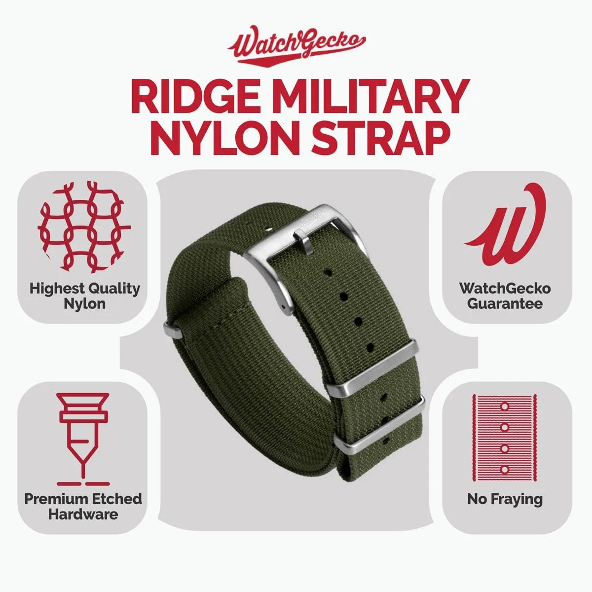 and Secure Wristwatch Strap for Outdoor Activities - 18mm, 19mm, 20mm, 21mm, 22mm, 24mm Ridge Military geometrically inquire Nylon Watch Strap. Nylon Mens Replacement Watch Strap. Rugged, Quick-Drying 