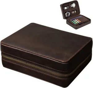 and Special Occasions BESPORTBLE showman Leather Watch Travel Case for Men Stylish Slot Organizer for Mechanical Watches Slim Design for Storage and Travel for Birthdays Weddings 