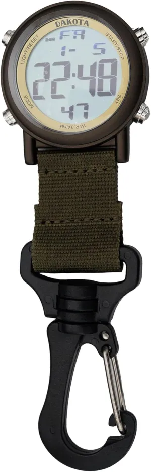 and Women, Use for Fishing Hunting, and More Dakota Digital virginal Clip, Clip Watch, Alarm, Fob Watch, Timer and Dual Time, Outdoor Gifts for Men 