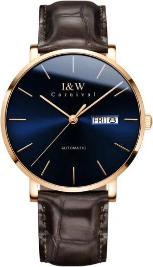 animate Luxury Watch Minimalist Swiss Automatic Movement Sapphire Crystal Analog Quartz Watch Calfskin Strap MASTOP Men's 