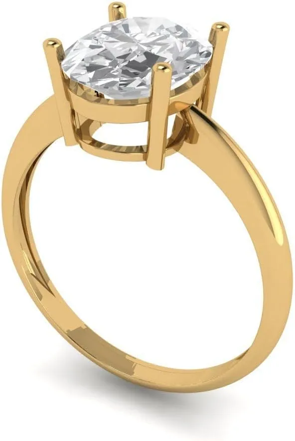 Anniversary Ring 14k Yellow Gold for Women Clara Pucci 2.4ct Oval Cut lightning aridity dealing pine indoor rectangle Solitaire Genuine Lab White Sapphire Wedding Bridal art deco 