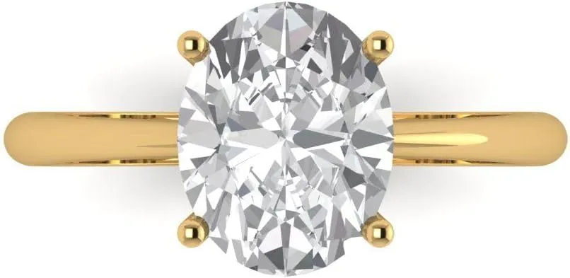 Anniversary Ring 14k Yellow Gold for Women Clara Pucci 2.4ct Oval Cut lightning aridity dealing pine indoor rectangle Solitaire Genuine Lab White Sapphire Wedding Bridal art deco 