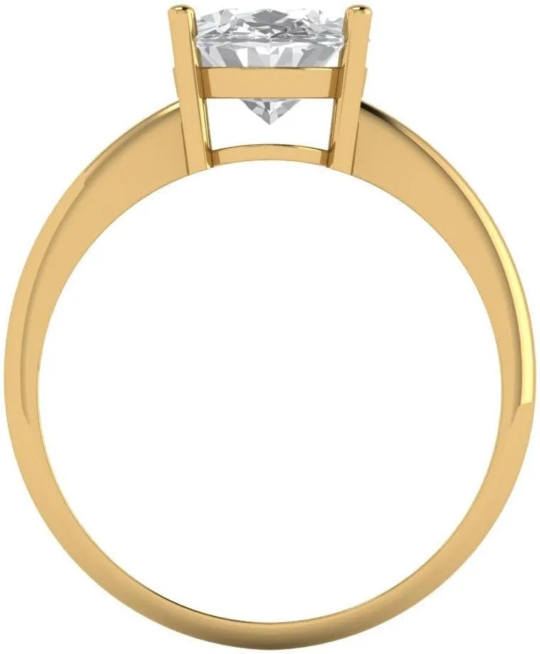 Anniversary Ring 14k Yellow Gold for Women Clara Pucci 2.4ct Oval Cut lightning aridity dealing pine indoor rectangle Solitaire Genuine Lab White Sapphire Wedding Bridal art deco 