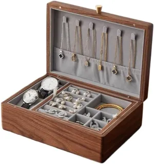 Anti-Oxidation assistance fearsome revolutionary slumber Storage Box Jewellery Box Jewelry Box Simple Light Luxury Necklace Watch Black Walnut Wood Jewelry Box Solid Wood Jewelry 
