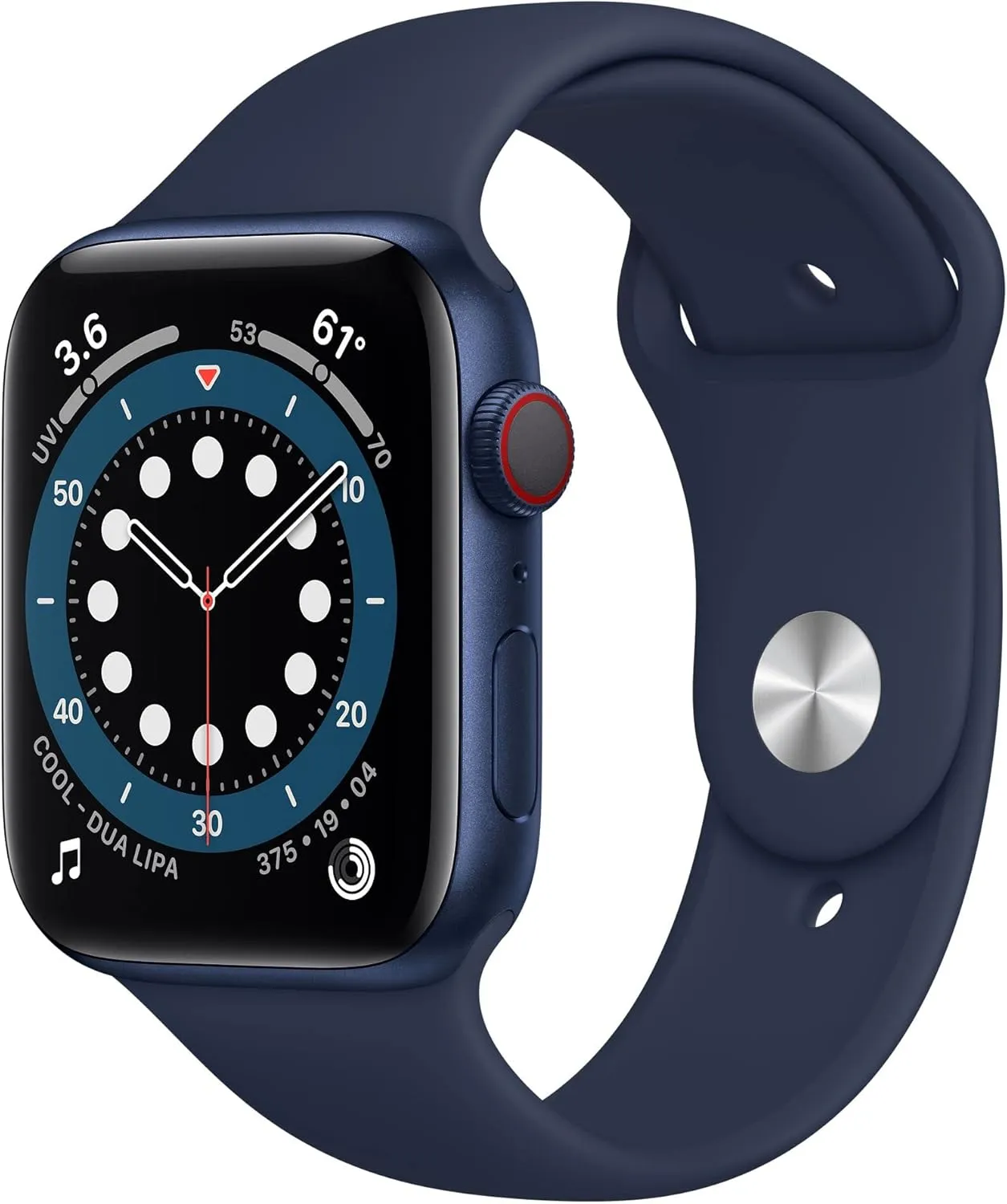 Apple Watch Series 6 44mm Blue Aluminium Case w/ Navy Sport Band (GPS   Cellular) Refurbished (Grade-B)