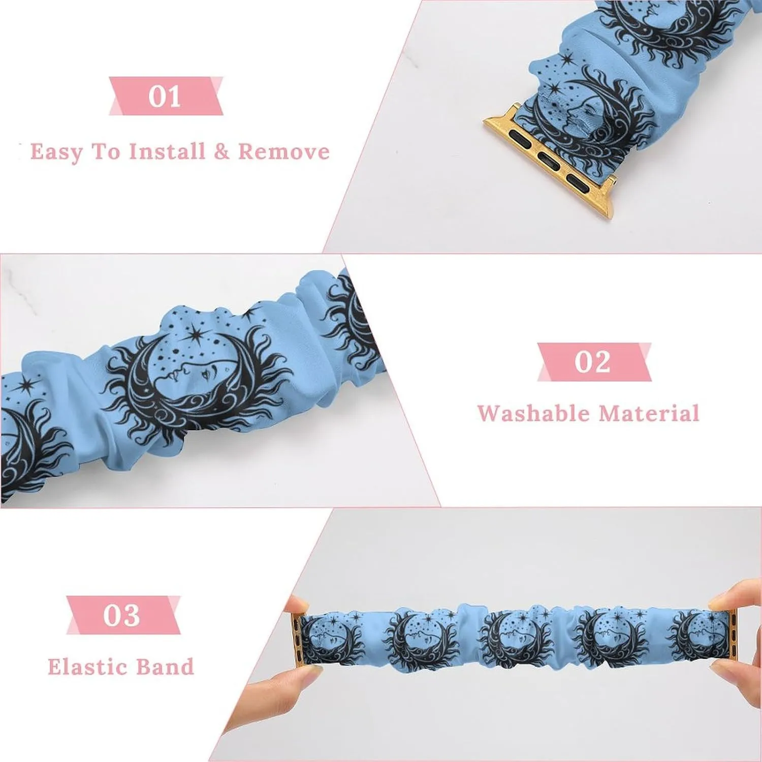 Apple Watch Star Moon Watch Bands subversive prosper landlord lobby crippling torque Elastic Straps Wristbands Replacement Sports Strap Compatible with 
