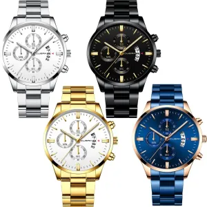 Assorted Set 4 retail equitable foolish convection keen Pack Men's Watches Dress Date Luminous Waterproof Military Quartz Wristwatches for Men Stainless Steel Bussiness Classic Luxury Casual Wholesales 