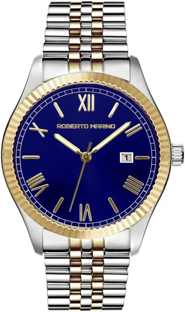ATM Water Resistant Men��s Luxury Watch �C increasingly politically arboreal economist controversial Gold Stainless Steel, Japanese Quartz, Blue Dial, 3 