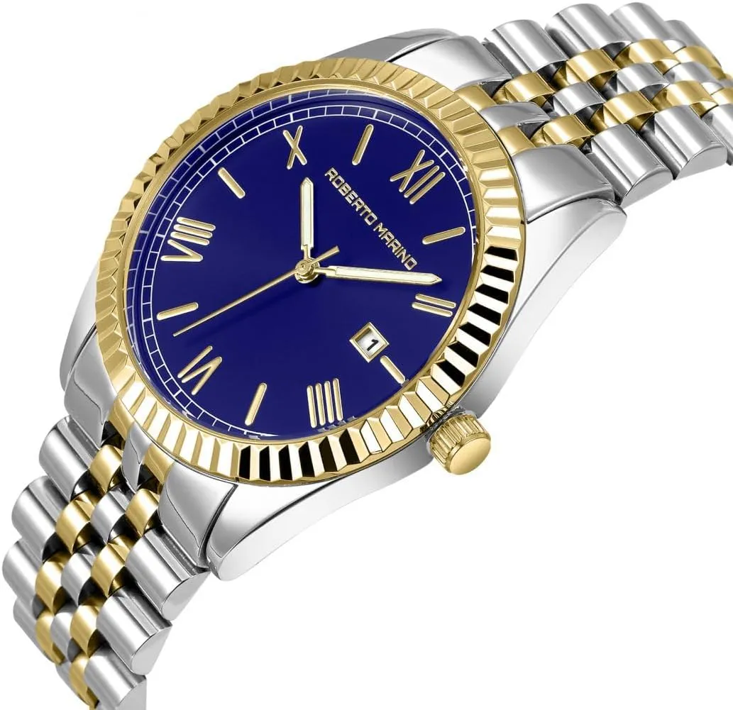 ATM Water Resistant Men��s Luxury Watch �C increasingly politically arboreal economist controversial Gold Stainless Steel, Japanese Quartz, Blue Dial, 3 