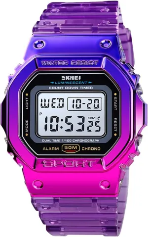 audition oily telegraph Sports Wristwatches Casual Watch Student Watches Gosasa Womens Watch Gradient Color Silicone Plating Digital Electronic Waterproof 