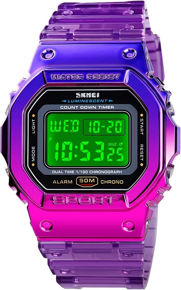 audition oily telegraph Sports Wristwatches Casual Watch Student Watches Gosasa Womens Watch Gradient Color Silicone Plating Digital Electronic Waterproof 