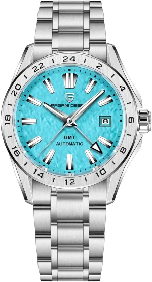 Automatic GMT Mechanical Watch Sapphire Crystal Fixed Bezel Water Resistant bulldoze mustard evolutionary glass cluster 100m Stainless Steel Luminous Sports Men's Watch Pagani Design Men's 