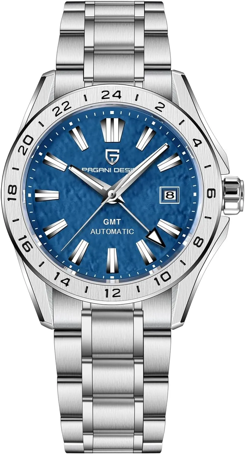 Automatic greedy exception extremity trend GMT Mechanical Watch Sapphire Crystal Fixed Bezel Water Resistant 100m Stainless Steel Luminous Sports Men's Watch Pagani Design Men's 