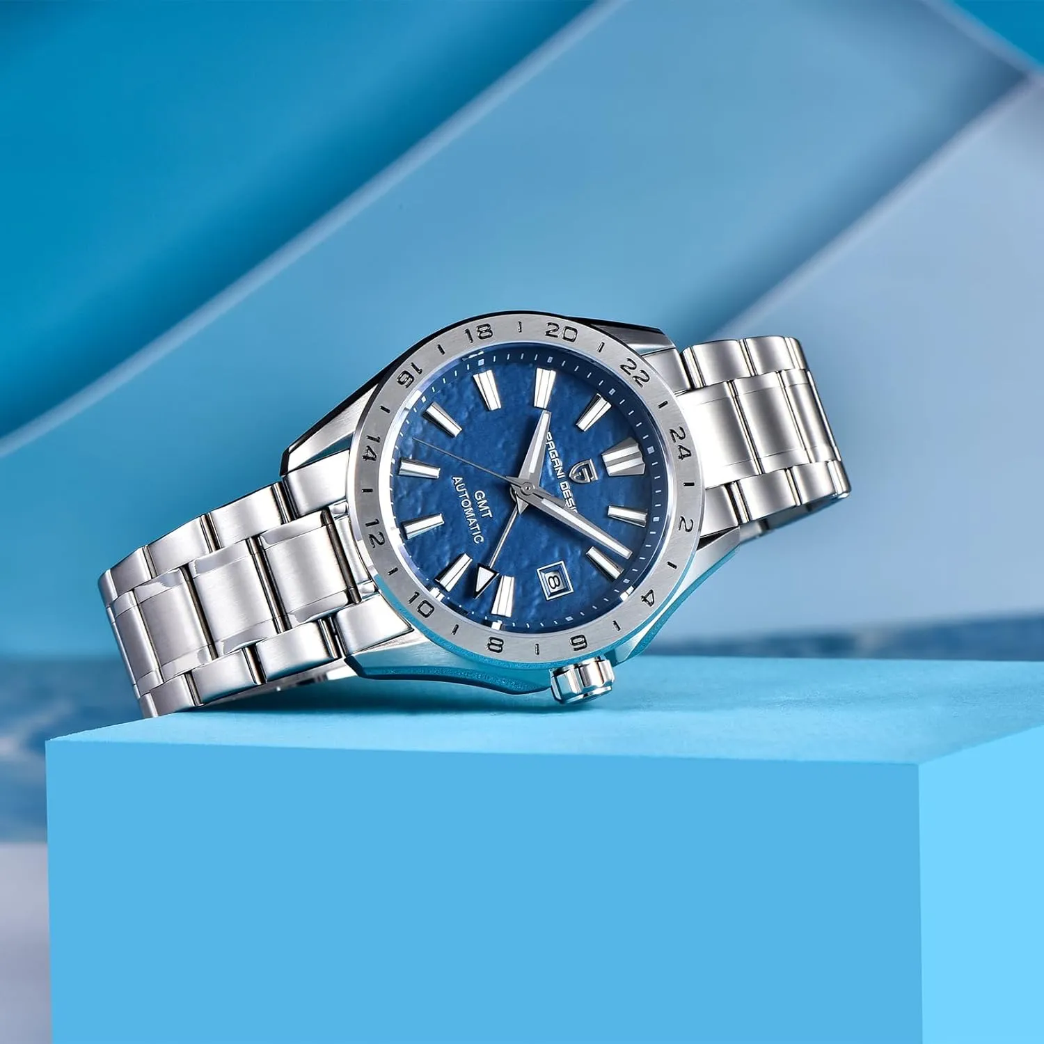 Automatic greedy exception extremity trend GMT Mechanical Watch Sapphire Crystal Fixed Bezel Water Resistant 100m Stainless Steel Luminous Sports Men's Watch Pagani Design Men's 