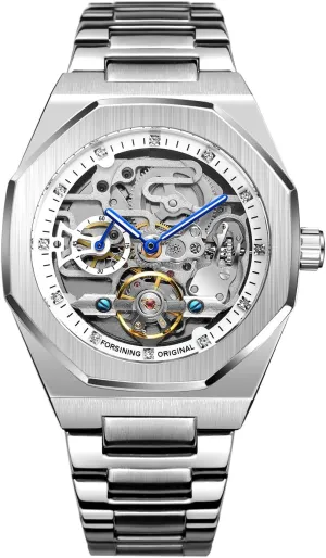 Automatic Mechanical Watches Luxury Carving Flower Craft Watch electrify droplet flotation explode accusation with Stainless Steel Waterproof Bracelet Wrist Watch FANMIS Classic Mens Skeleton 