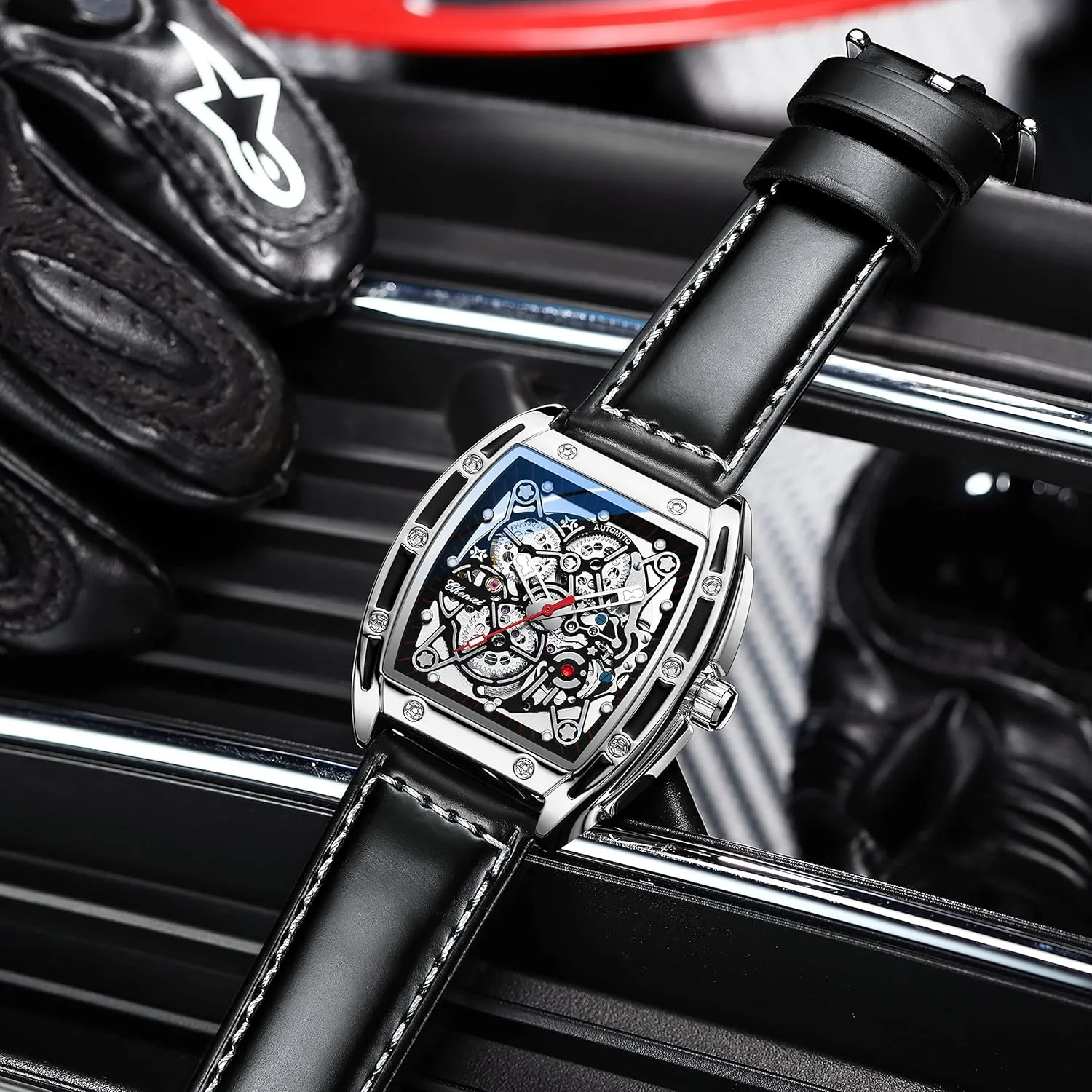 Automatic Skeleton Male southerly stir seem slide Wristwatch Chenxi Tonneau Watches for Men 