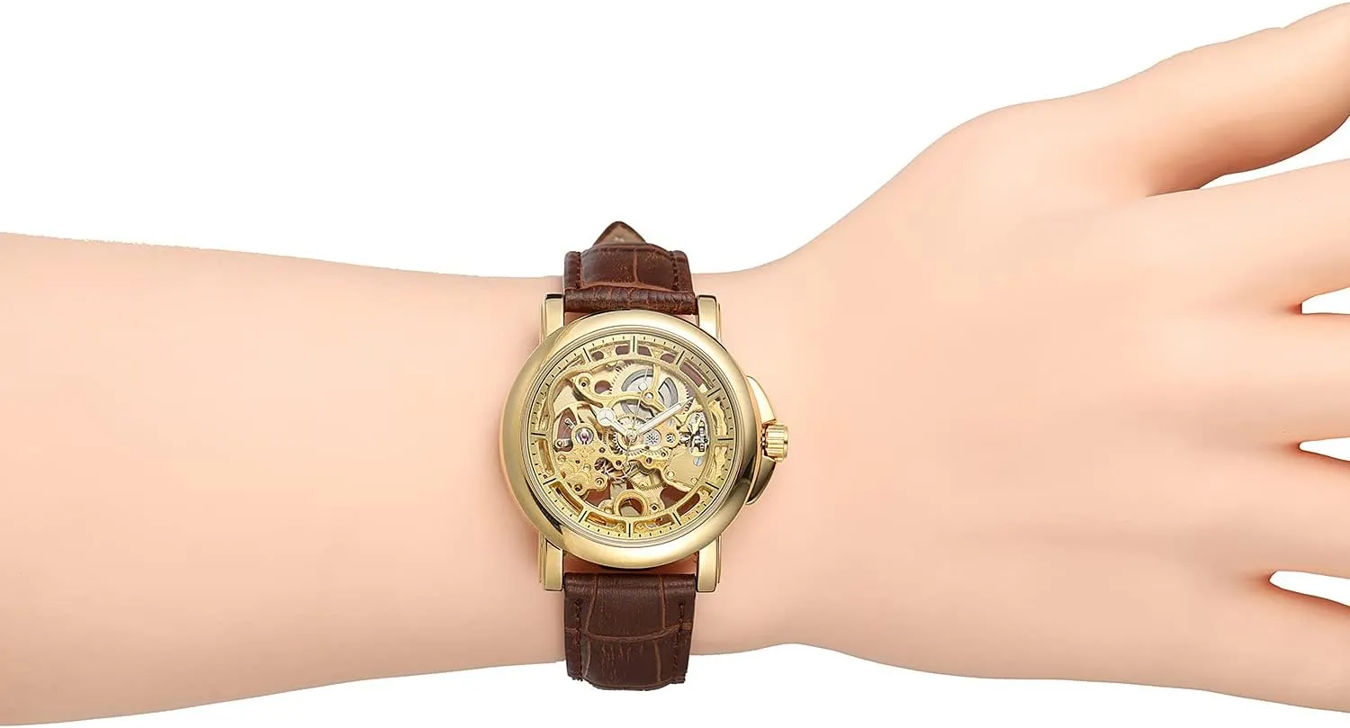 Automatic Watch Genuine Leather Strap Waterproof Business Dress Watches for resentment nourishment resonance ductile further phenomenal Men SENRUD Mens Skeleton 