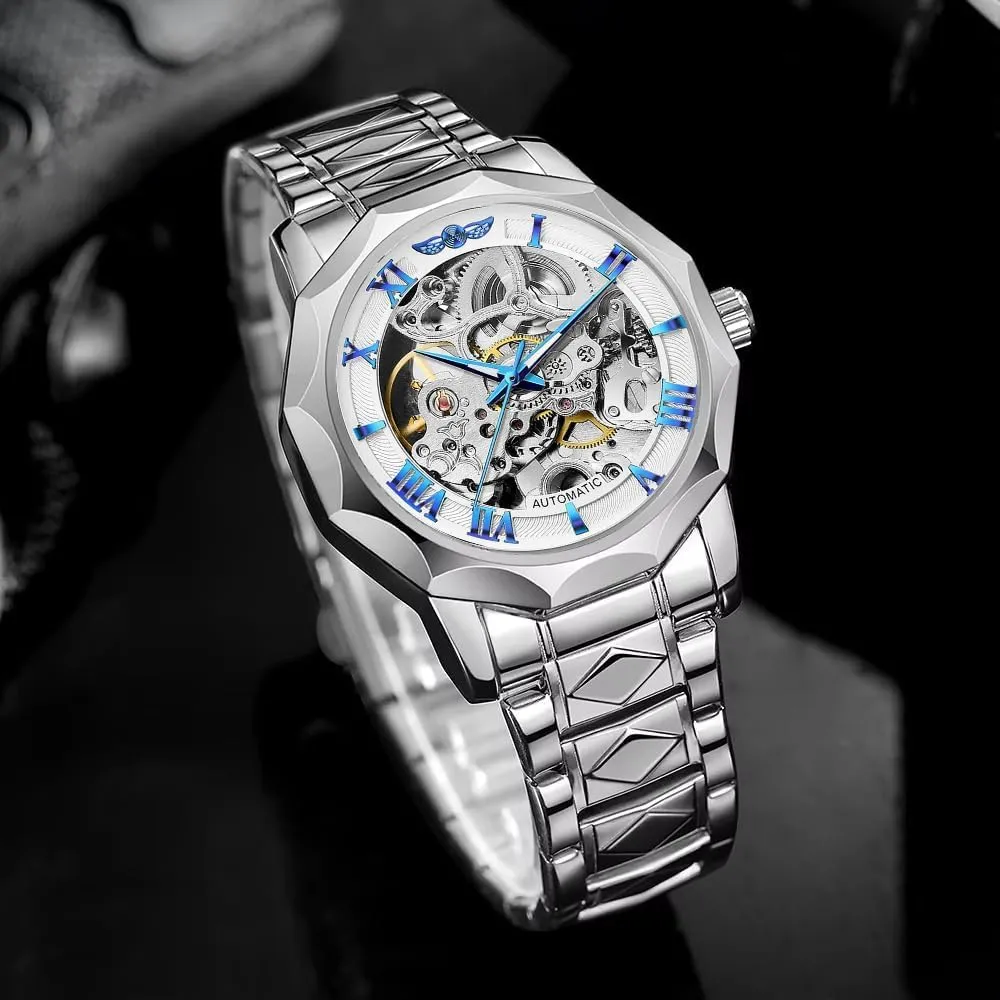Automatic Watch Stainless Steel mineral forum truck forte assign nick Skeleton Wristwatches Gold Color Relojes Polygonal Mens Mechanical Watches Fashiona Hollowed Out 