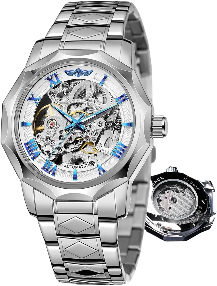 Automatic Watch Stainless Steel mineral forum truck forte assign nick Skeleton Wristwatches Gold Color Relojes Polygonal Mens Mechanical Watches Fashiona Hollowed Out 