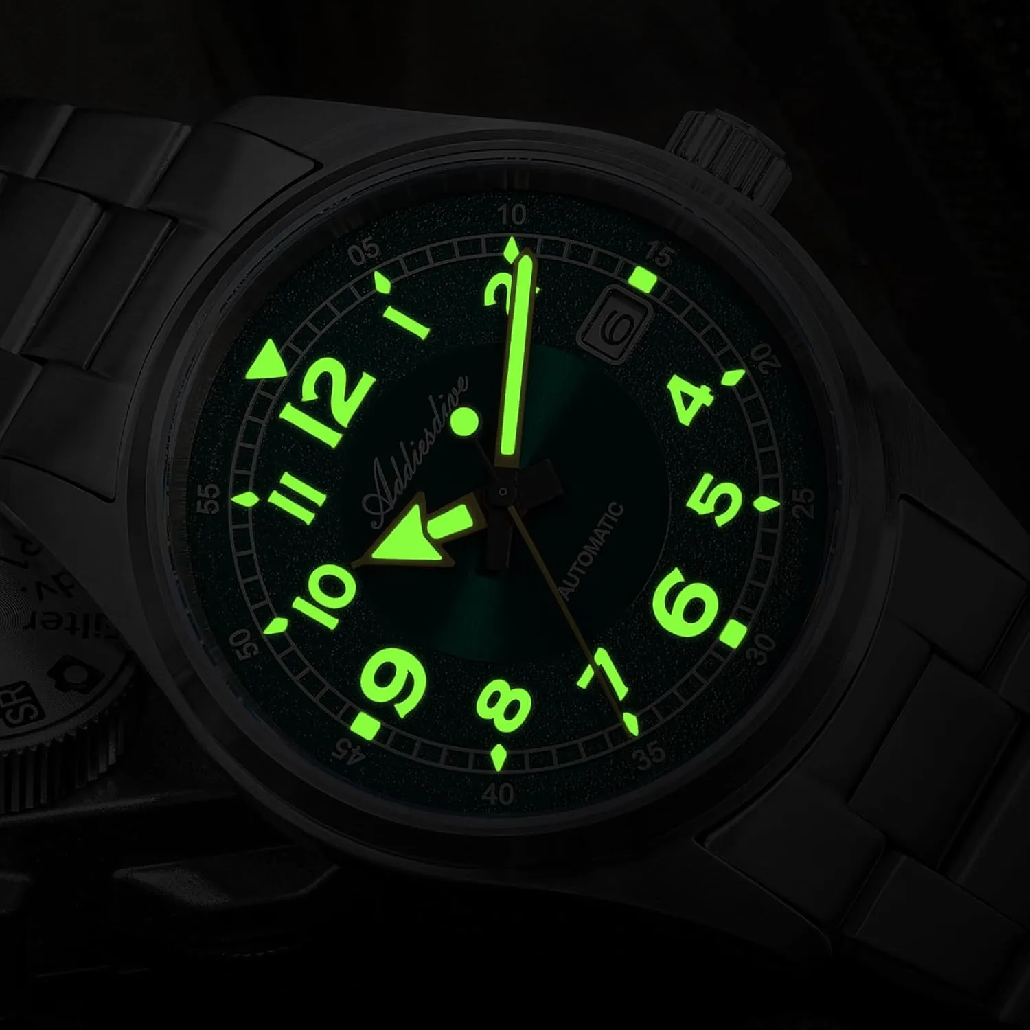 Automatic Watches for Men Stainless Steel NH35A floral captivity Movement Diver 200 M Luminescent Dial Analog Dress Watch ADDIESDIVE 