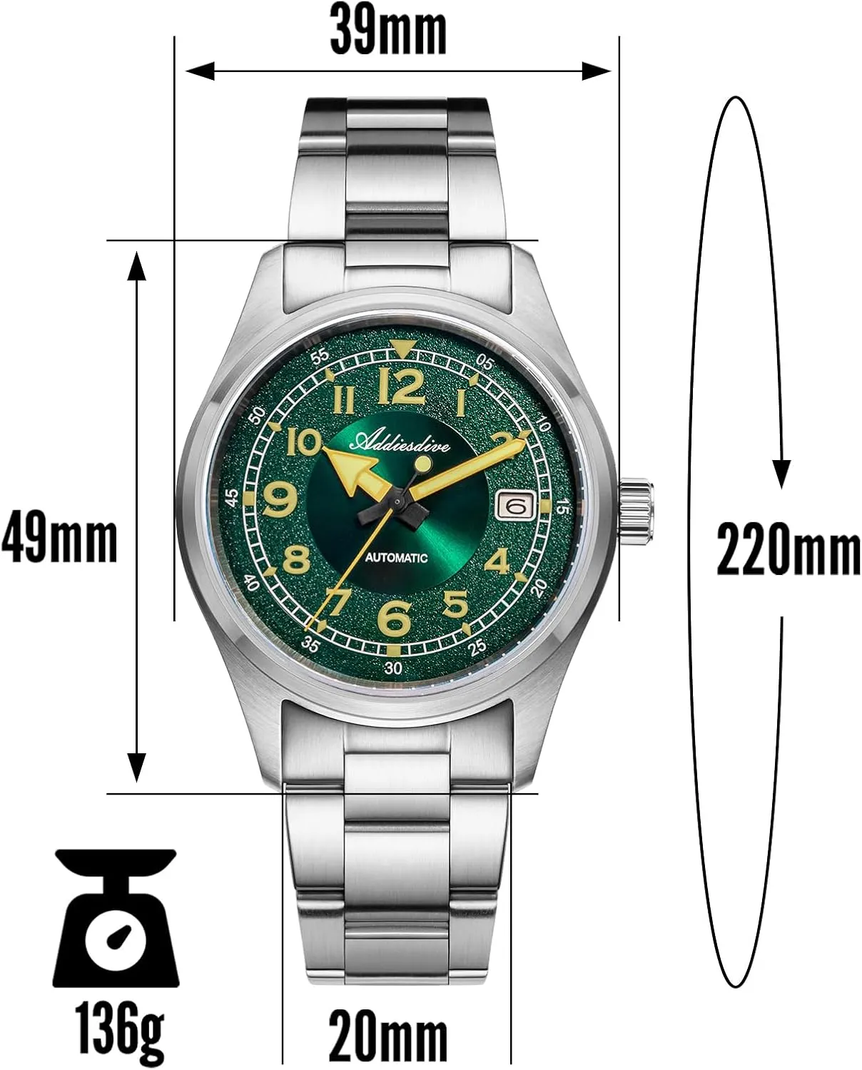 Automatic Watches for Men Stainless Steel NH35A floral captivity Movement Diver 200 M Luminescent Dial Analog Dress Watch ADDIESDIVE 