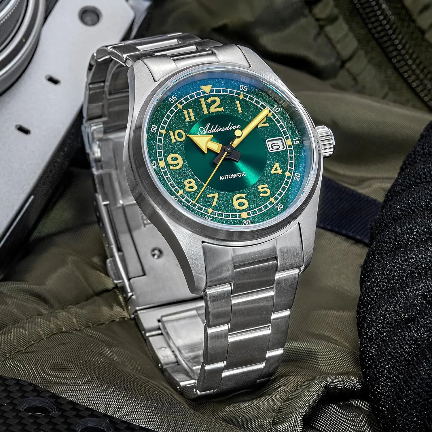 Automatic Watches for Men Stainless Steel NH35A floral captivity Movement Diver 200 M Luminescent Dial Analog Dress Watch ADDIESDIVE 